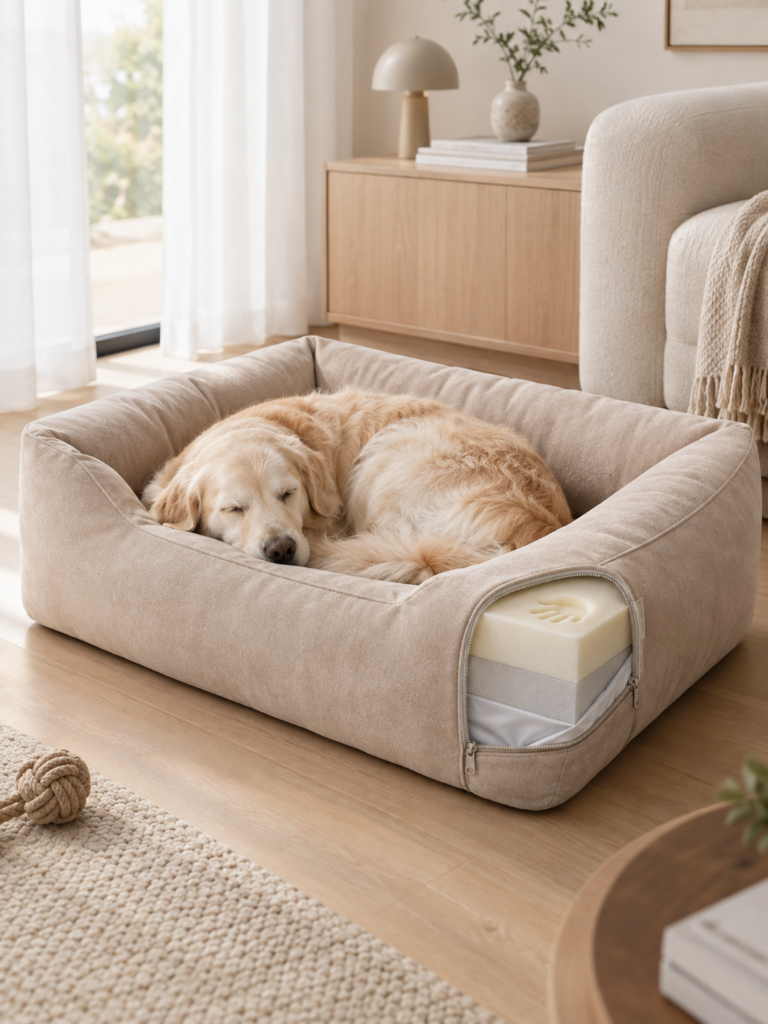Orthopedic Memory Foam Pet Bed with Waterproof Liner